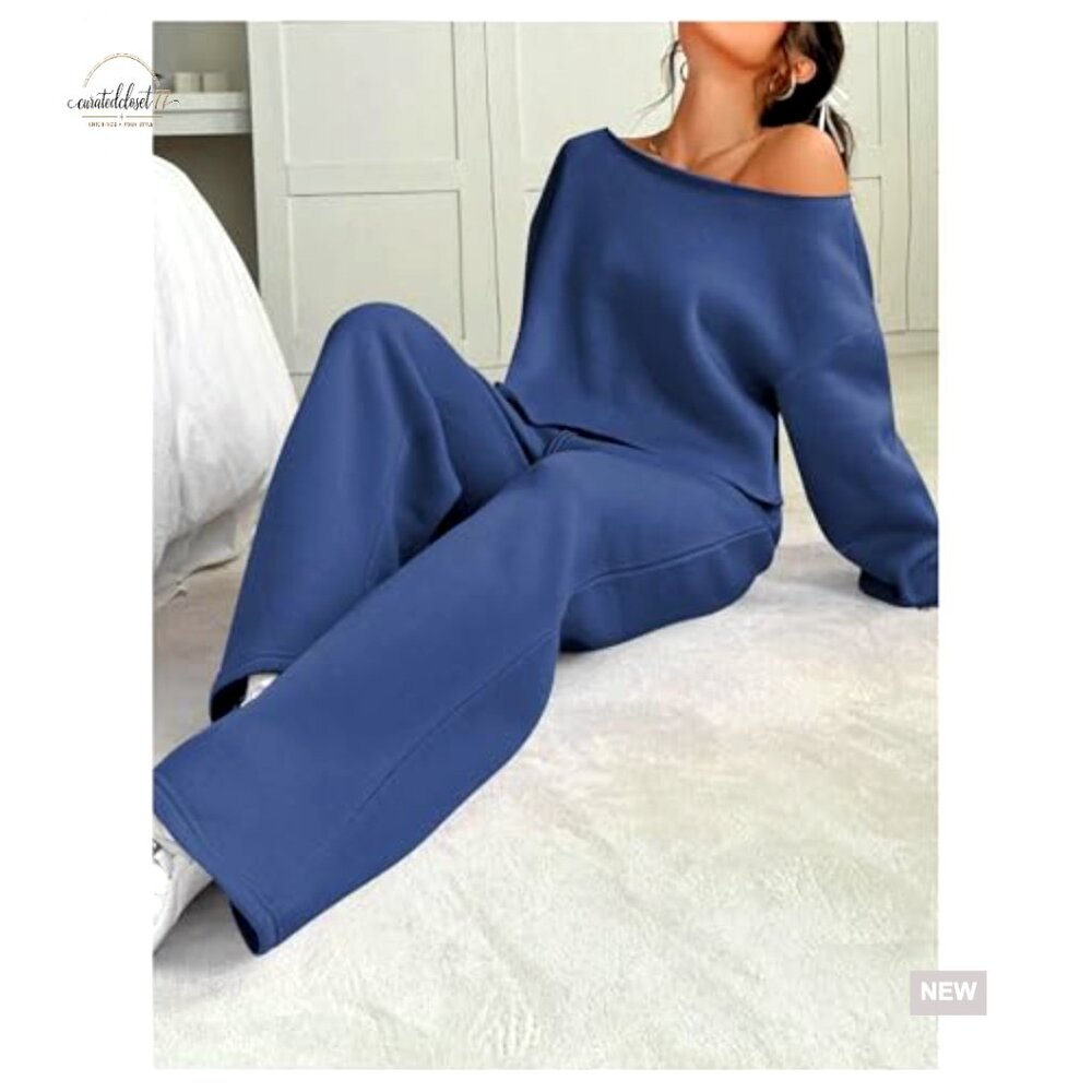 Large Polyester Lounge Set Off Shoulder Crop Top … - image 5